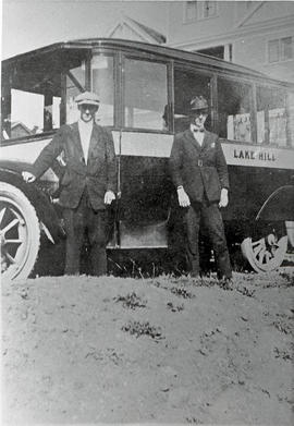 The Stewarts with the first Lakehill bus