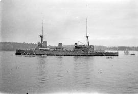 [HMSC Aurora in Esquimalt on a training cruise with two other vessels]