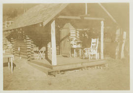 Front view, log cabin built by Albert Henry (Harry) Todd for his daughter, Virginia, as a playhouse