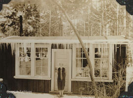 Edith Gray in front of first Gray home on Arundel Drive