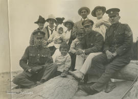 WWI soldiers and others on beach