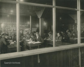 A classroom for returned soldiers, part of retraining program