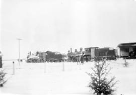 Train in snow near Melita, Manitoba