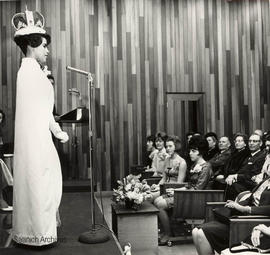 Margaret Vickers as Queen of Saanich, Saanich Council Chambers