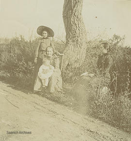 Margaret Irvine (right) and Jessie Irvine (with baby), Rose Bank Farm