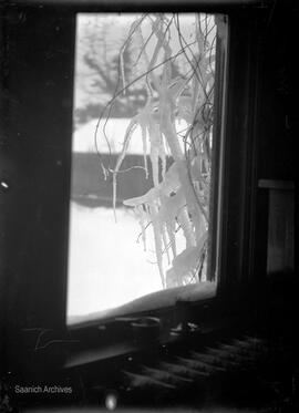 View of snow through window