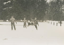 Underwood family playing in the snow at 5424 Fowler Road