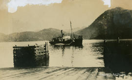 Whaling ship S.S "White" alongside wharf at Kyuquot