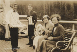 Passengers drinking "beef tea" on ferry to Portland, 1932