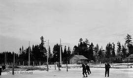 Skating beside the Interurban railway line, with Hyacinth Avenue visible in distance