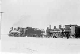 Train in snow near Melita, Manitoba