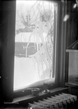 View of snow through window