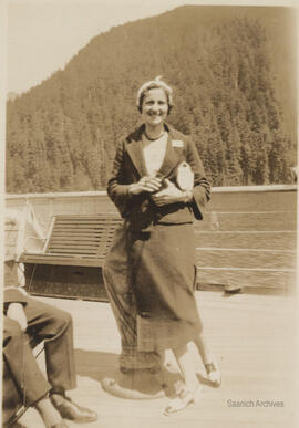 Betty Cress on ferry to Portland, 1932