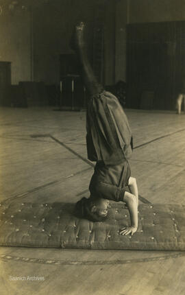 Young woman doing gymnastics