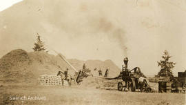 Todd threshing equipment in use