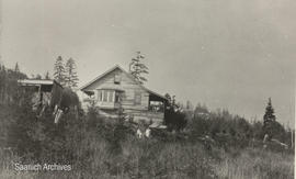 Mrs Whitehead and children on their property near Prospect Lake